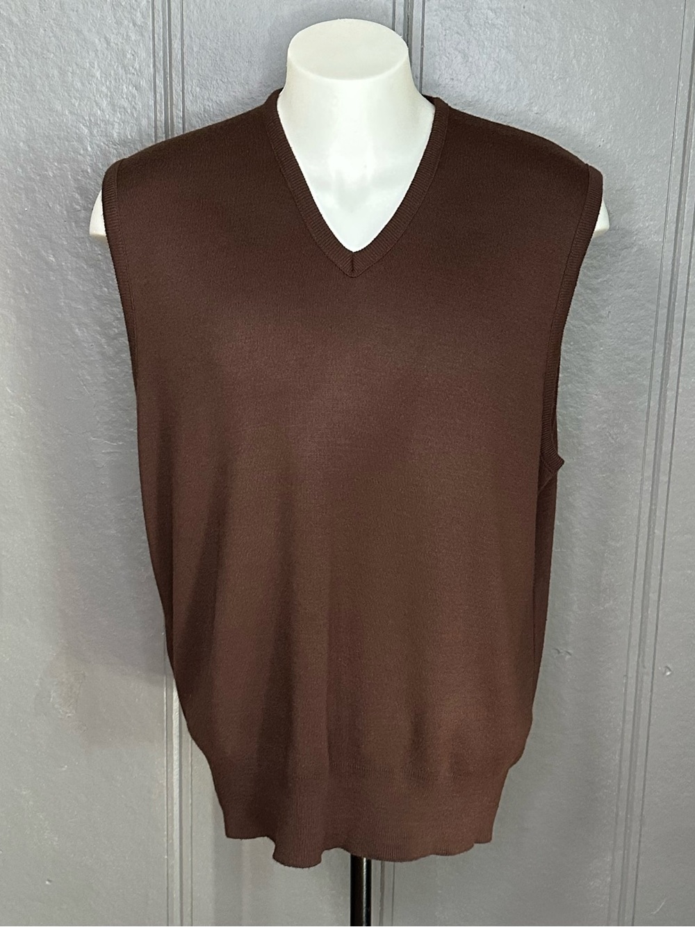 Vintage 70s Sears Sports Wear Brown V-Neck Vest Extra Tall Size 2x